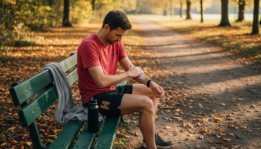 Nach dem Training kümmert sich der Sportler direkt um die Pflege seiner von draußen beanspruchten Haut.