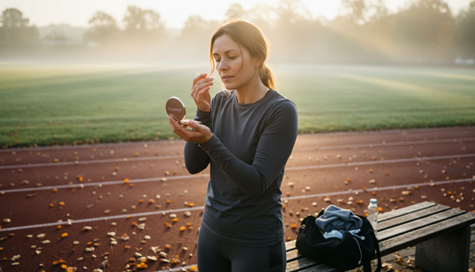 Nach dem Training gönnt sich die Sportlerin eine Extraportion Pflege mit Hyaluron.