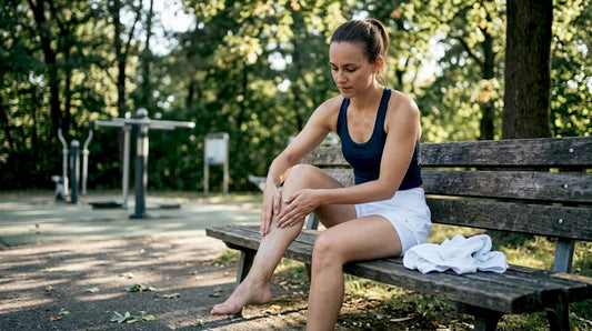 Nach dem Joggen im Park greift die Frau zu kühlenden Heilpflanzen, um sich zu erfrischen.