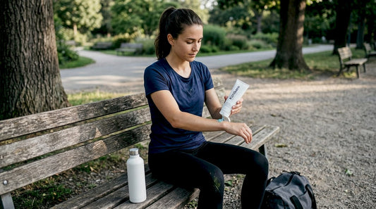 Nach dem Training pflegt die Sportlerin ihre Haut mit natürlichen Produkten.