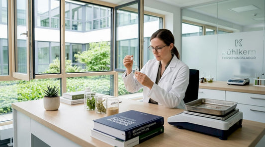 Eine Wissenschaftlerin prüft die Wirksamkeit eines umweltfreundlichen Hautpflegeprodukts.
